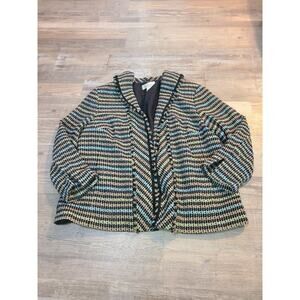 Elana by tanner size 20 womens tweed silk color block open front blazer